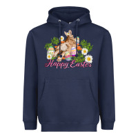 Navy easter bunny with carrots and daisy Heavyweight Hoodie - AdoDesignShop