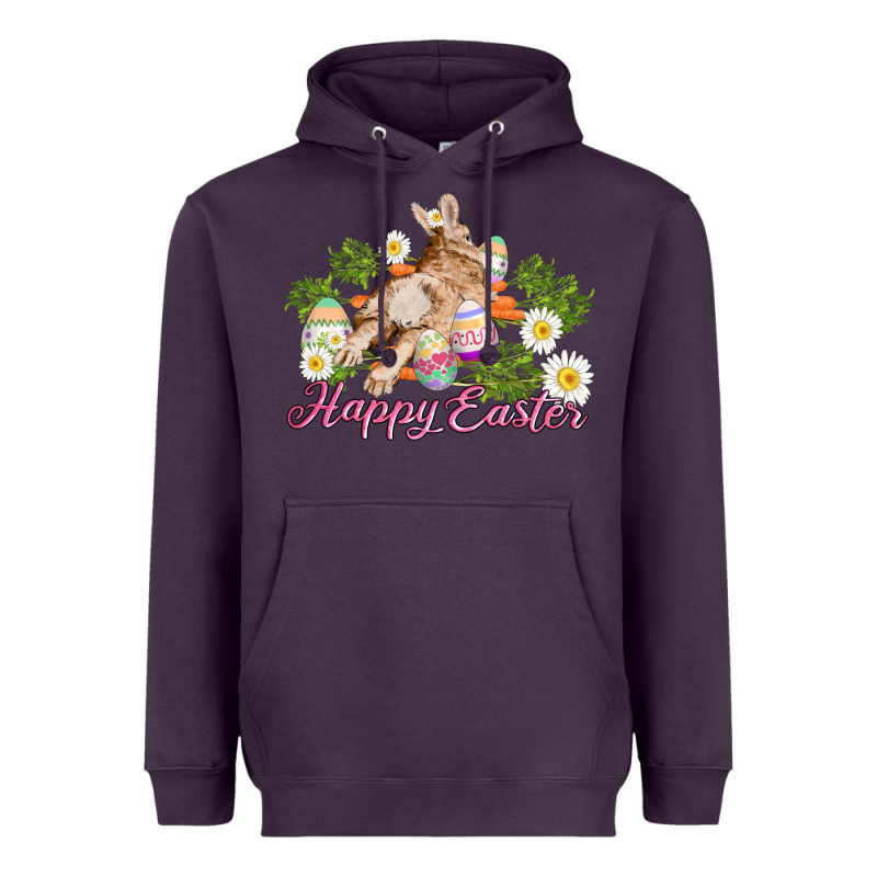 Easter Bunny With Carrots And Daisy Heavyweight Hoodie by AdoDesignShop | Teevron