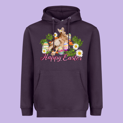 Easter Bunny With Carrots And Daisy Heavyweight Hoodie Designed By Adodesignshop