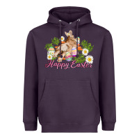 Plum easter bunny with carrots and daisy Heavyweight Hoodie - AdoDesignShop
