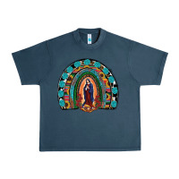 Midnight Navy Lady Of Guadalupe Rainbow Urban Heavy Tee - RanaPortraitStore