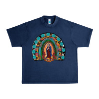 Navy Lady Of Guadalupe Rainbow Urban Heavy Tee - RanaPortraitStore