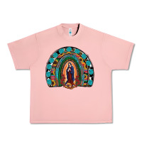 Salmon Lady Of Guadalupe Rainbow Urban Heavy Tee - RanaPortraitStore