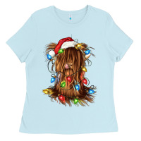 Baby Blue christmas heifer cow gnome Ladies Tee - CowGirlArtShop