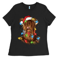 Black christmas heifer cow gnome Ladies Tee - CowGirlArtShop