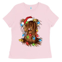 Bubblegum Pink christmas heifer cow gnome Ladies Tee - CowGirlArtShop