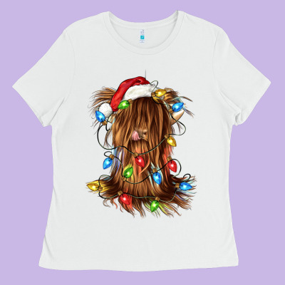 Christmas Heifer Cow Gnome Ladies Tee Designed By Cowgirlartshop