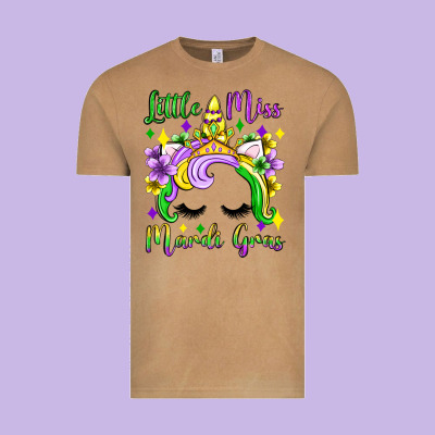 Little Miss Mardi Gras Unicorn  Olivia Vintage Tee Designed By Oliviacreatesart
