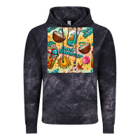 Cloud Black sweet summer coffee cups with colorful leopard and sea stars seamless  Vintage Hoodie - BundleAndBundleShop