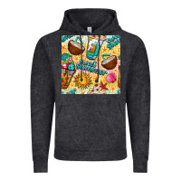 Vintage Black sweet summer coffee cups with colorful leopard and sea stars seamless  Vintage Hoodie - BundleAndBundleShop