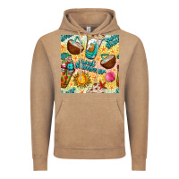 Vintage Coffee sweet summer coffee cups with colorful leopard and sea stars seamless  Vintage Hoodie - BundleAndBundleShop