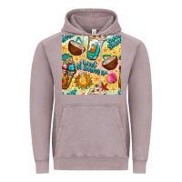 Vintage Zinc sweet summer coffee cups with colorful leopard and sea stars seamless  Vintage Hoodie - BundleAndBundleShop