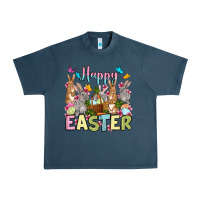 Midnight Navy Happy Easter bunnys Urban Heavy Tee - OliviaCreatesArt