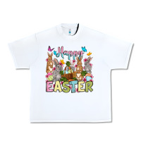 White Happy Easter bunnys Urban Heavy Tee - OliviaCreatesArt
