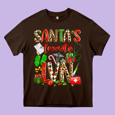 Santa's Favorite Lvn Heavy Core Tee Designed By Texasbilliewilder