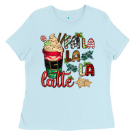Baby Blue Fa la la la latte Ladies Tee - CowGirlArtShop
