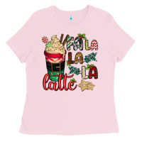 Bubblegum Pink Fa la la la latte Ladies Tee - CowGirlArtShop