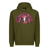 Army Green valentines day pink gemstones baby calf rainbow Premium Hoodie - Jasminsmagicworld