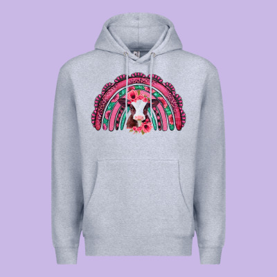 Valentines Day Pink Gemstones Baby Calf Rainbow Premium Hoodie Designed By Jasminsmagicworld
