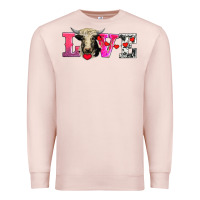 Pale Pink love with holstein cow Premium Sweatshirt - AdoDesignShop