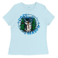 Baby Blue cozy season Ladies Tee - CowGirlArtShop