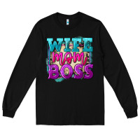 Black wife mom boss Long Sleeve Tee - FaDigitalArtStudio