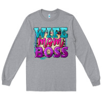 Heather Grey wife mom boss Long Sleeve Tee - FaDigitalArtStudio