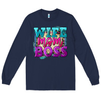 Navy wife mom boss Long Sleeve Tee - FaDigitalArtStudio