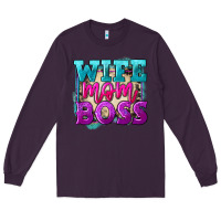 Plum wife mom boss Long Sleeve Tee - FaDigitalArtStudio