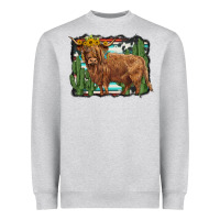 Heather Grey western cactus highland cow Heavyweight Sweatshirt - BarkalooDesign