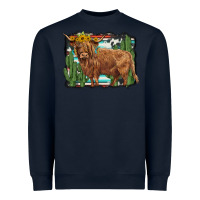 Navy western cactus highland cow Heavyweight Sweatshirt - BarkalooDesign