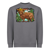 Western Cactus Highland Cow Heavyweight Sweatshirt | Teevron