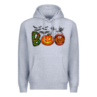 Heather Grey boo halloween Premium Hoodie - CowhideDigitalArt