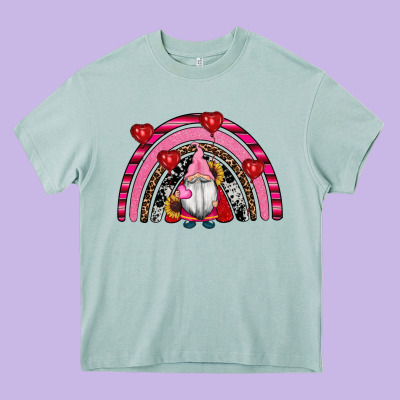 Valentines Day Gnomes Rainbow Heavy Core Tee Designed By Ranaportraitstore