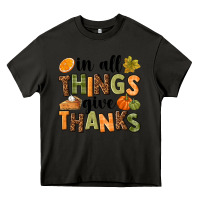 Asphalt In all things give thanks Heavy Core Tee - NancyCooperArtShop