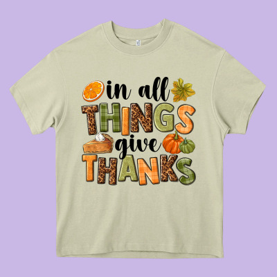 In All Things Give Thanks Heavy Core Tee Designed By Nancycooperartshop