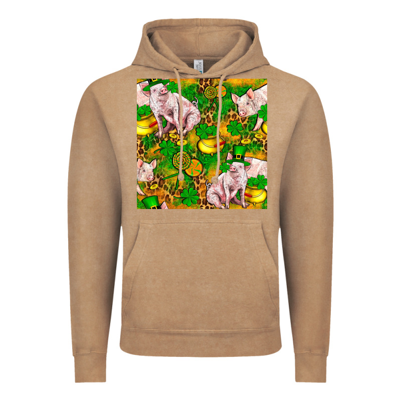 St. Patrick's Day Pig And Candy Pot Of Gold Vintage Hoodie by FaDigitalArtStudio | Teevron