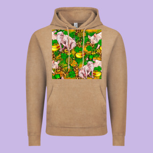 St. Patrick's Day Pig And Candy Pot Of Gold Vintage Hoodie Designed By Fadigitalartstudio