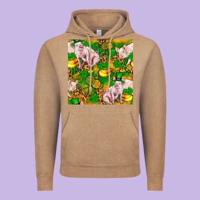 St. Patrick's Day Pig And Candy Pot Of Gold Vintage Hoodie Designed By Fadigitalartstudio