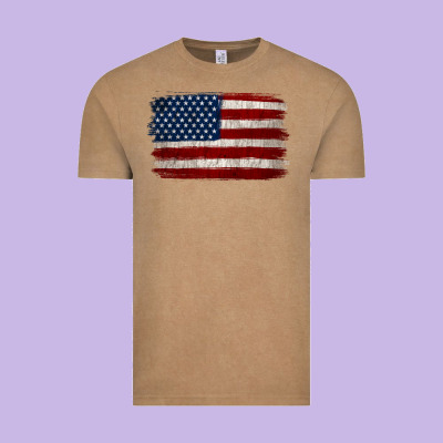 Distressed American Flag Vintage Tee Designed By Jasminsmagicworld