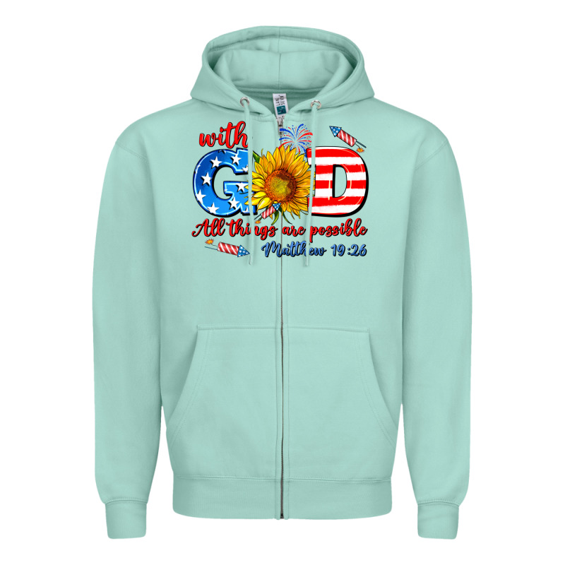 With God All Things Are Possible Usa Zipper Hoodie by AdoDesignShop | Teevron