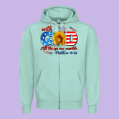 With God All Things Are Possible Usa Zipper Hoodie Designed By Adodesignshop