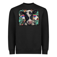 Black western background turquoises gemstones black and white baby cow Heavyweight Sweatshirt - BarkalooDesign