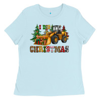 I Dig Christmas Bulldozer Ladies Tee | Teevron