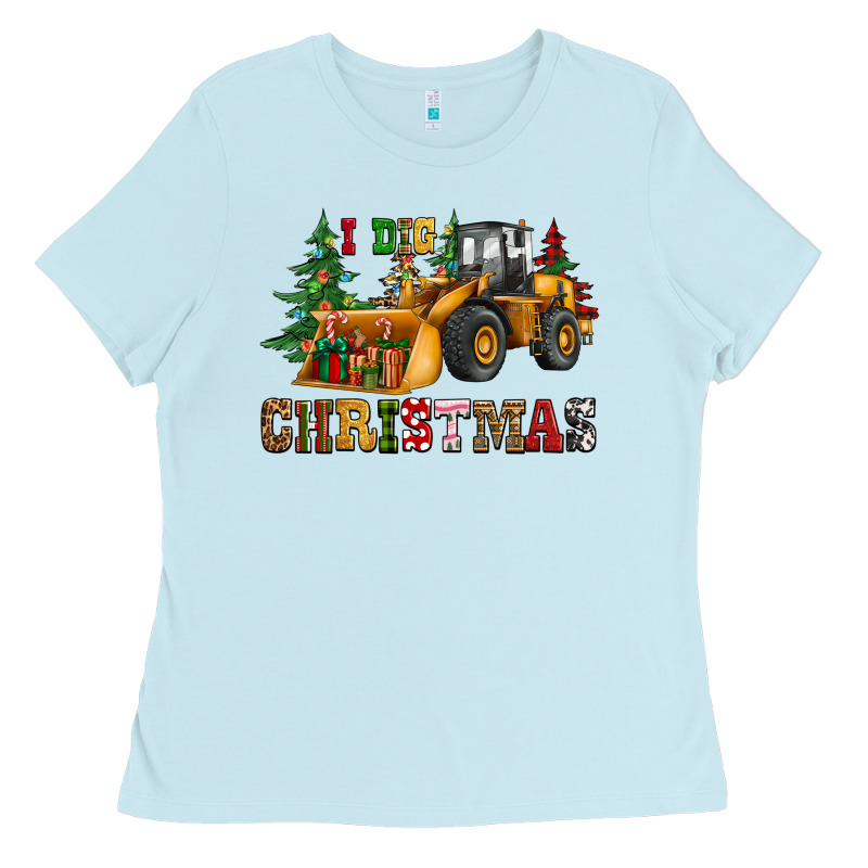 I Dig Christmas Bulldozer Ladies Tee by CowGirlArtShop | Teevron