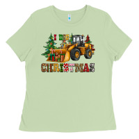 Matcha i dig christmas bulldozer Ladies Tee - CowGirlArtShop