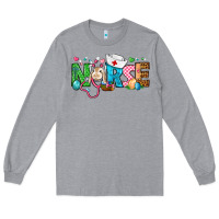 Heather Grey Easter Nurse Long Sleeve Tee - BundleAndBundleShop