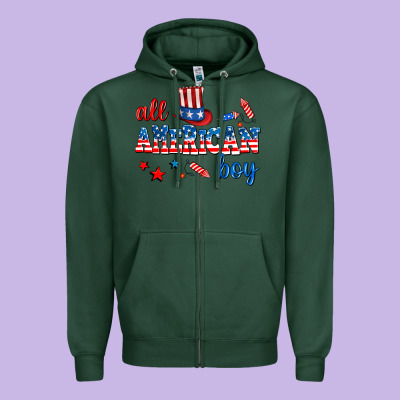 All American Boy Zipper Hoodie Designed By Adodesignshop