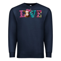 Navy love with guernsey cow Premium Sweatshirt - AdoDesignShop
