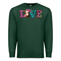 Sports Green love with guernsey cow Premium Sweatshirt - AdoDesignShop